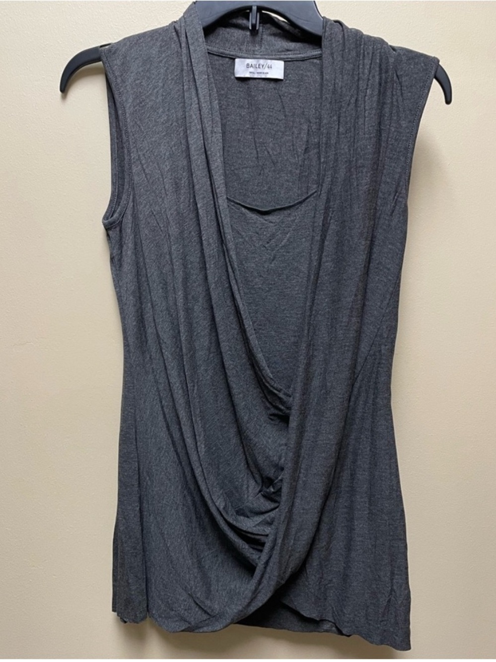 Bailey 44 Charcoal Draped Front Sleeveless Top